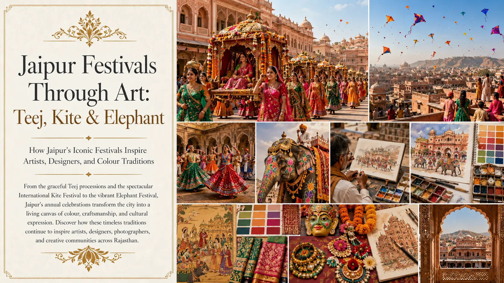Jaipur's Festivals as Artistic Canvas: Teej, Elephant Festival & Kite Festival Through Art