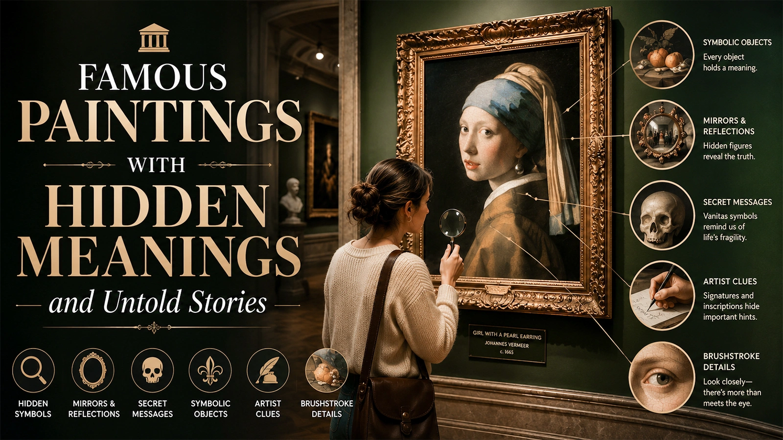 Detailed classical painting containing hidden symbols and secret meanings waiting to be decoded